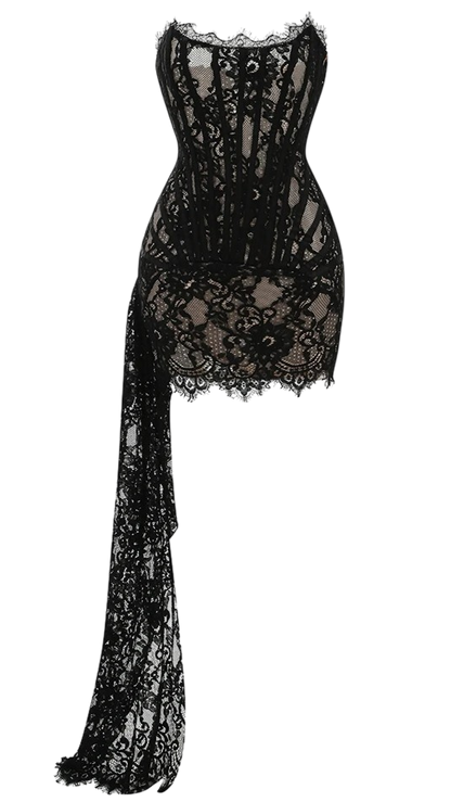 Vestido de Encaje Negro Transformable