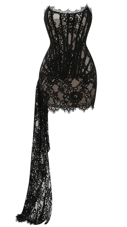 Vestido de Encaje Negro Transformable