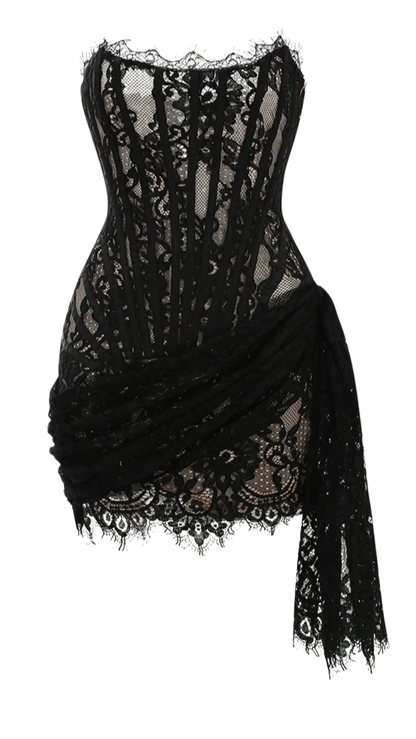 Vestido de Encaje Negro Transformable