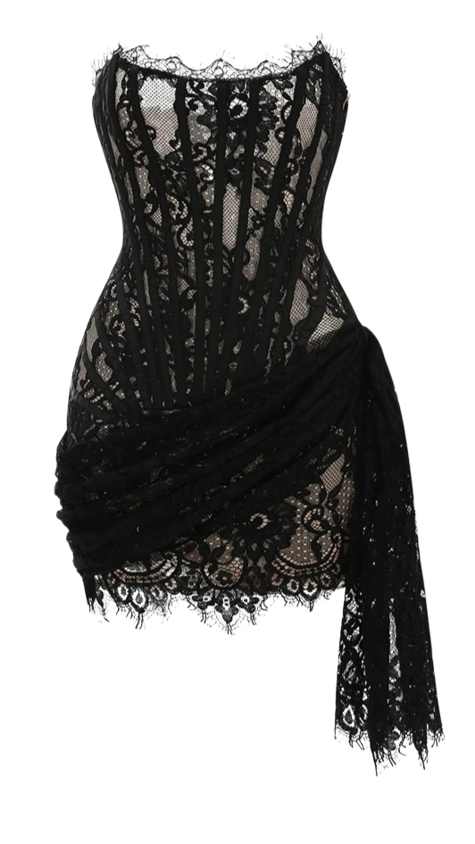 Vestido de Encaje Negro Transformable
