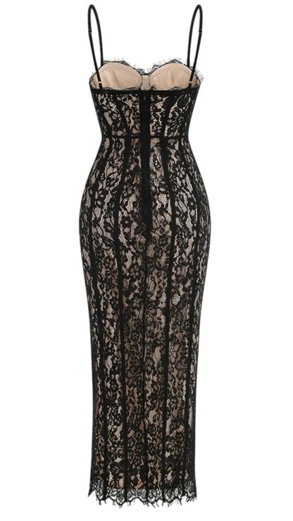Vestido de Encaje con Forro