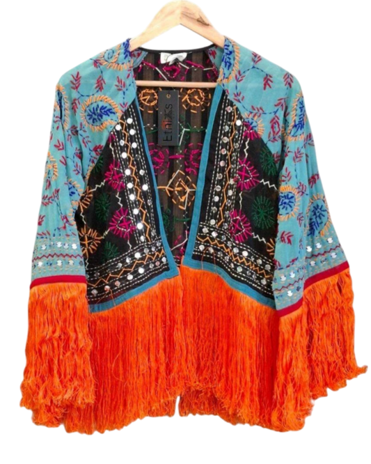 Kimono Bordado con Flecos
